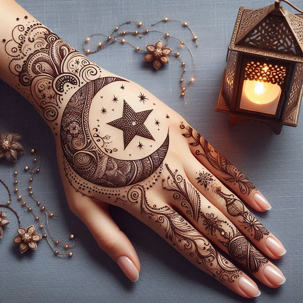 Half Moon Mehndi Design